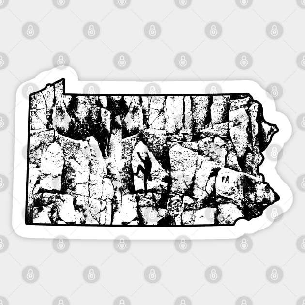 Rock Climbing Pennsylvania Rock Climber State Map Climb Art Sticker by TeeCreations